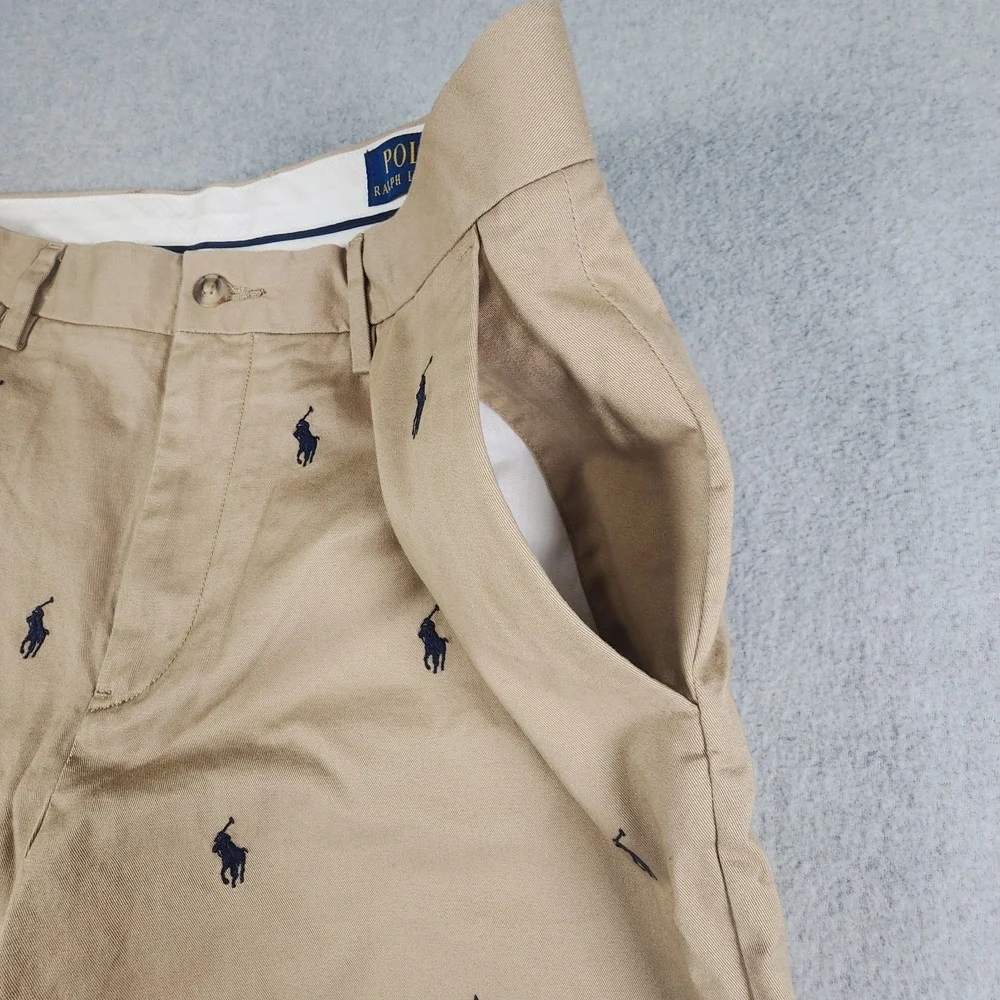 Polo Ralph Lauren AOP Shorts Mens‎ 31x9 Beige Chino Pony Logo Classic